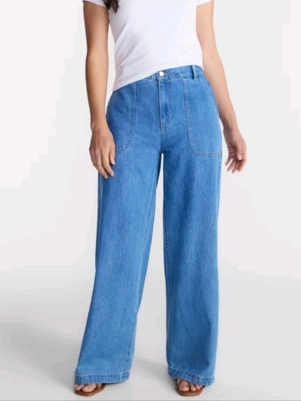 Time and Tru Women's High Rise Draped Utility Jeans, 30" Inseam, Size XS NWT